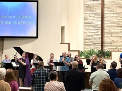 Wichita Bible Church congregation and music team worshiping